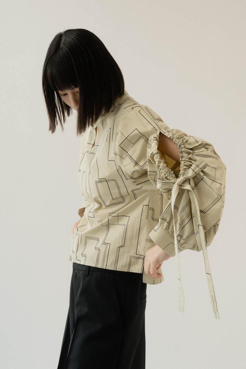 shirring sleeve pattern blouse/2color - KNUTH MARF