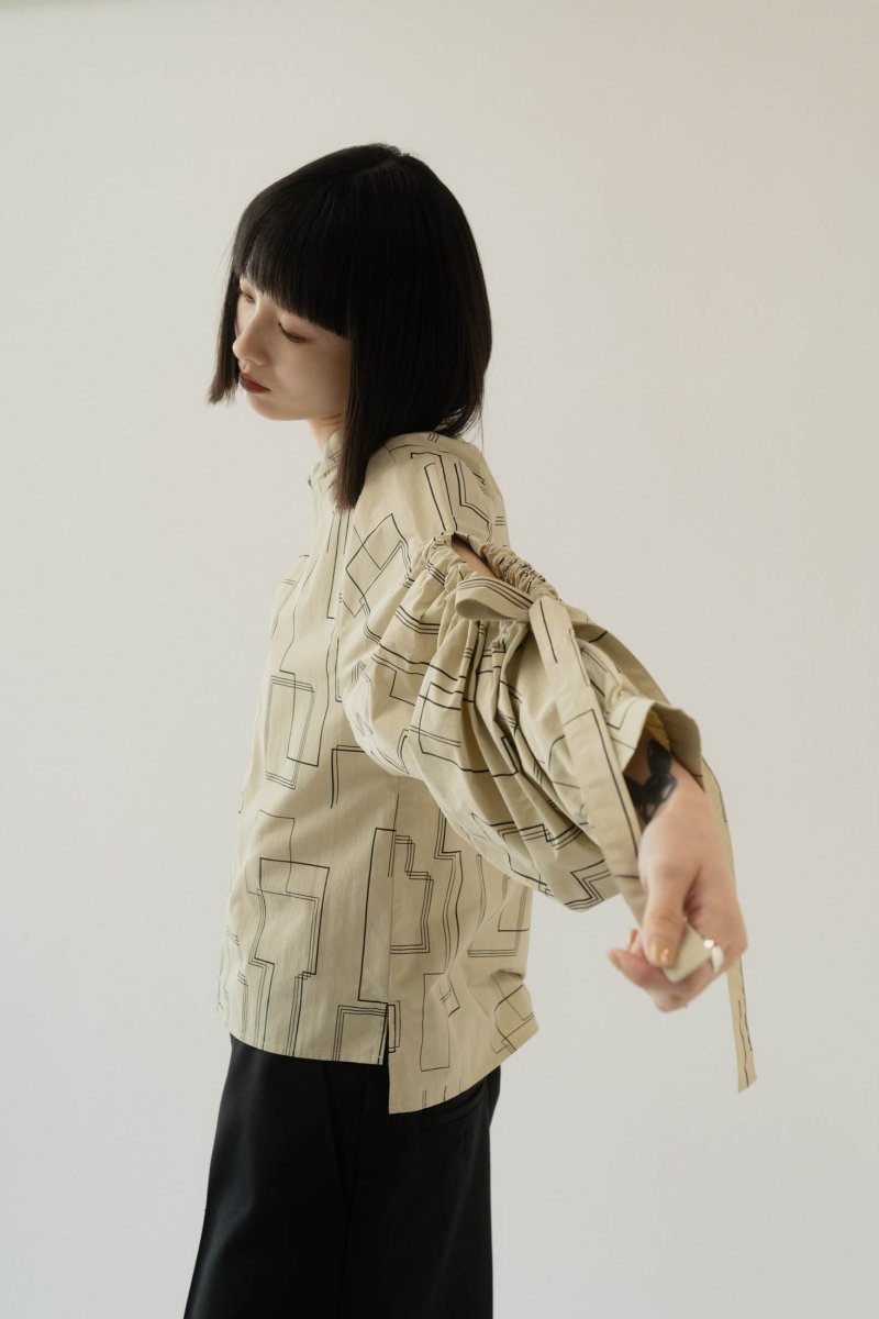 shirring sleeve pattern blouse/2color - KNUTH MARF