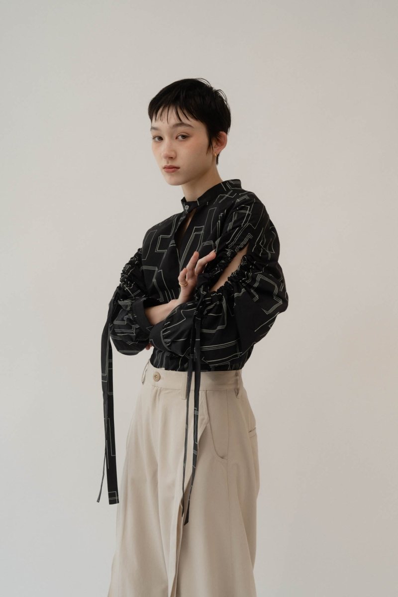 shirring sleeve pattern blouse/2color - KNUTH MARF