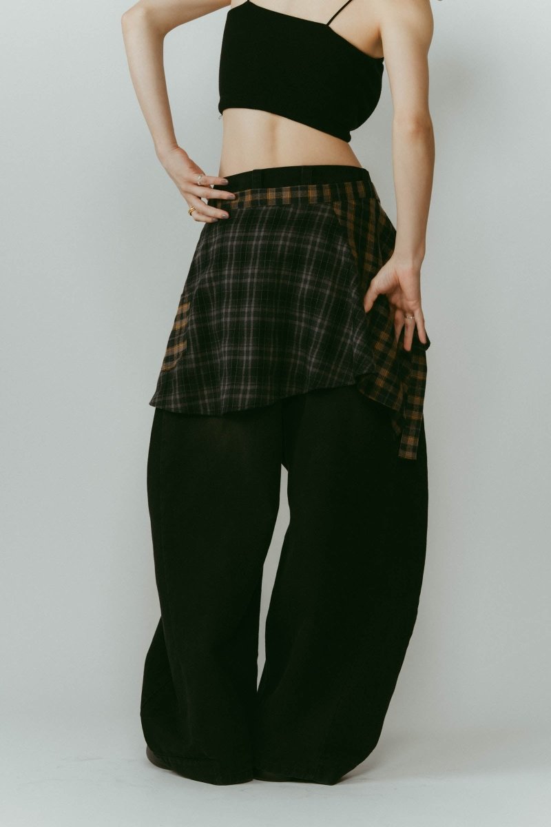 shirt wrap denim pants/black - KNUTH MARF
