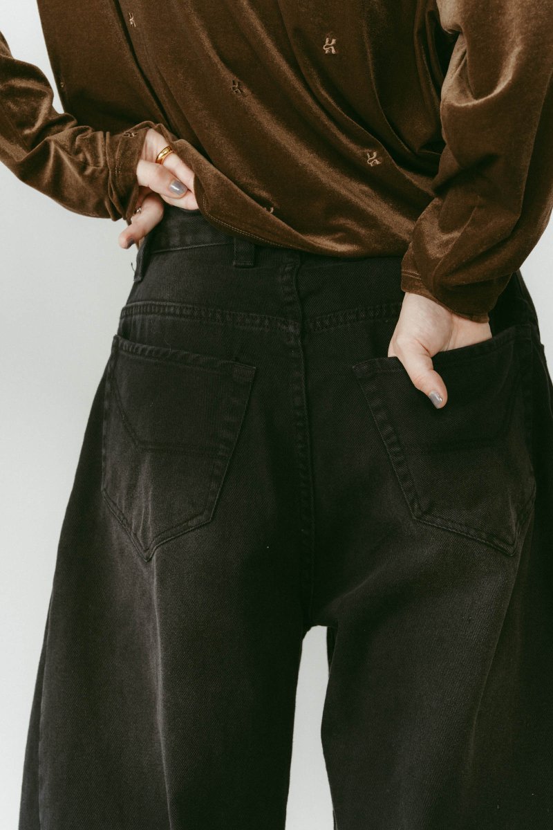 shirt wrap denim pants/black - KNUTH MARF