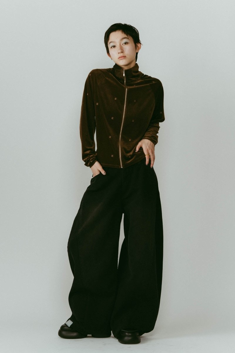 shirt wrap denim pants/black - KNUTH MARF