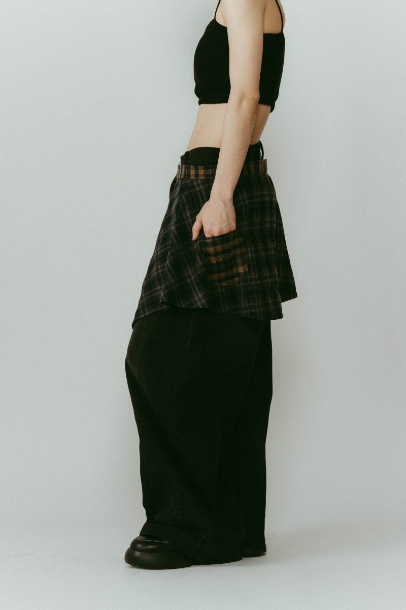shirt wrap denim pants/black - KNUTH MARF