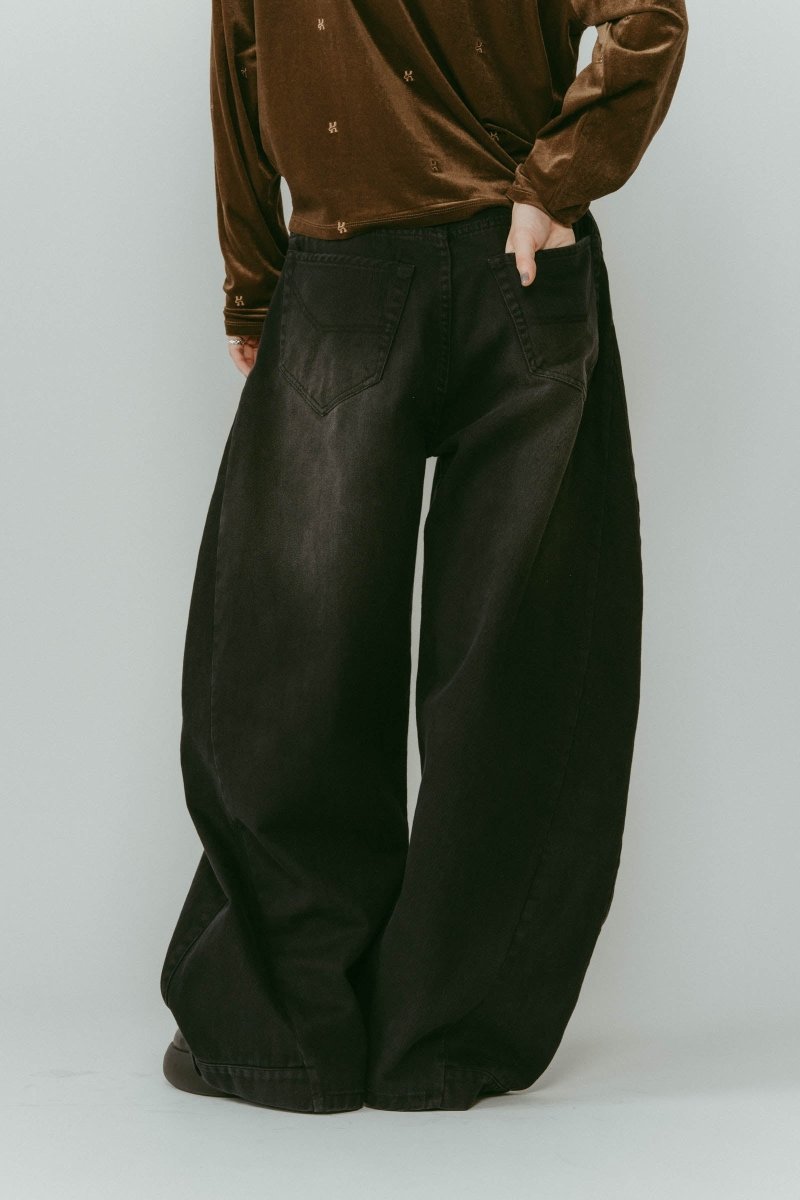 shirt wrap denim pants/black - KNUTH MARF