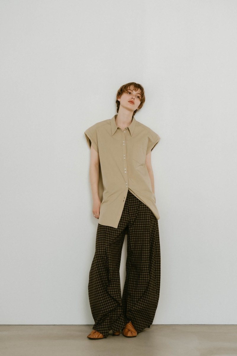 slit deformed pants(unisex)/checkblack - KNUTH MARF
