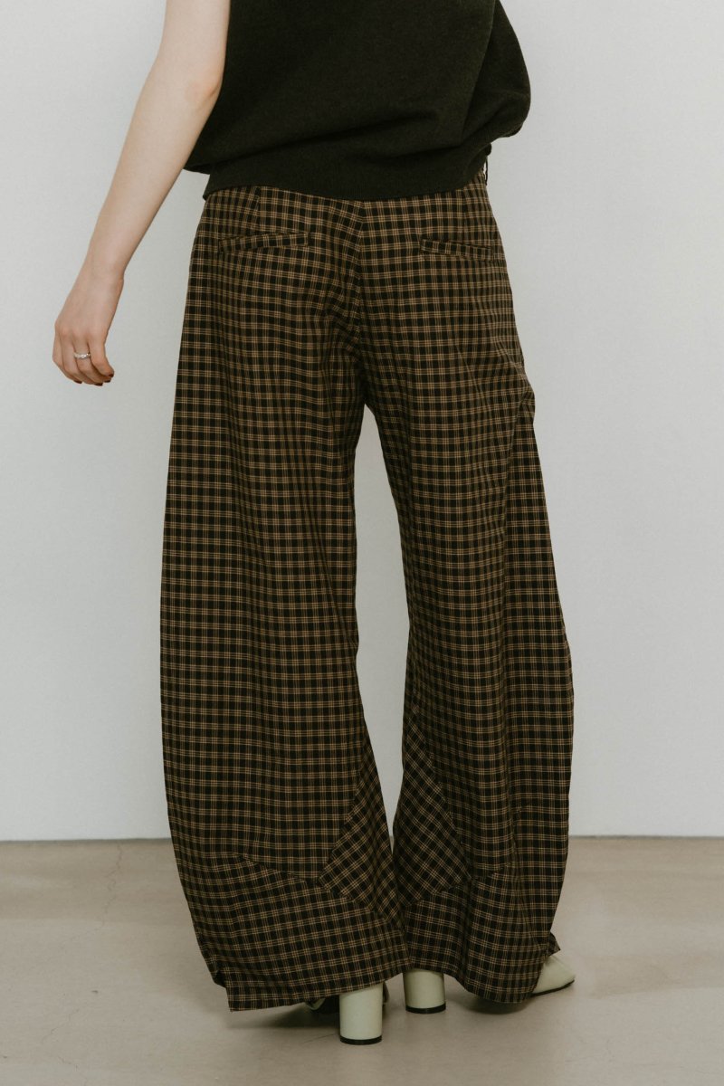 slit deformed pants(unisex)/checkblack - KNUTH MARF