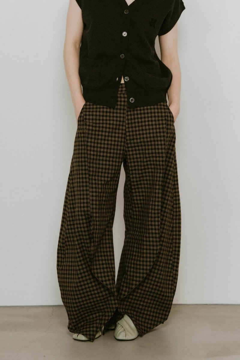 slit deformed pants(unisex)/checkblack - KNUTH MARF