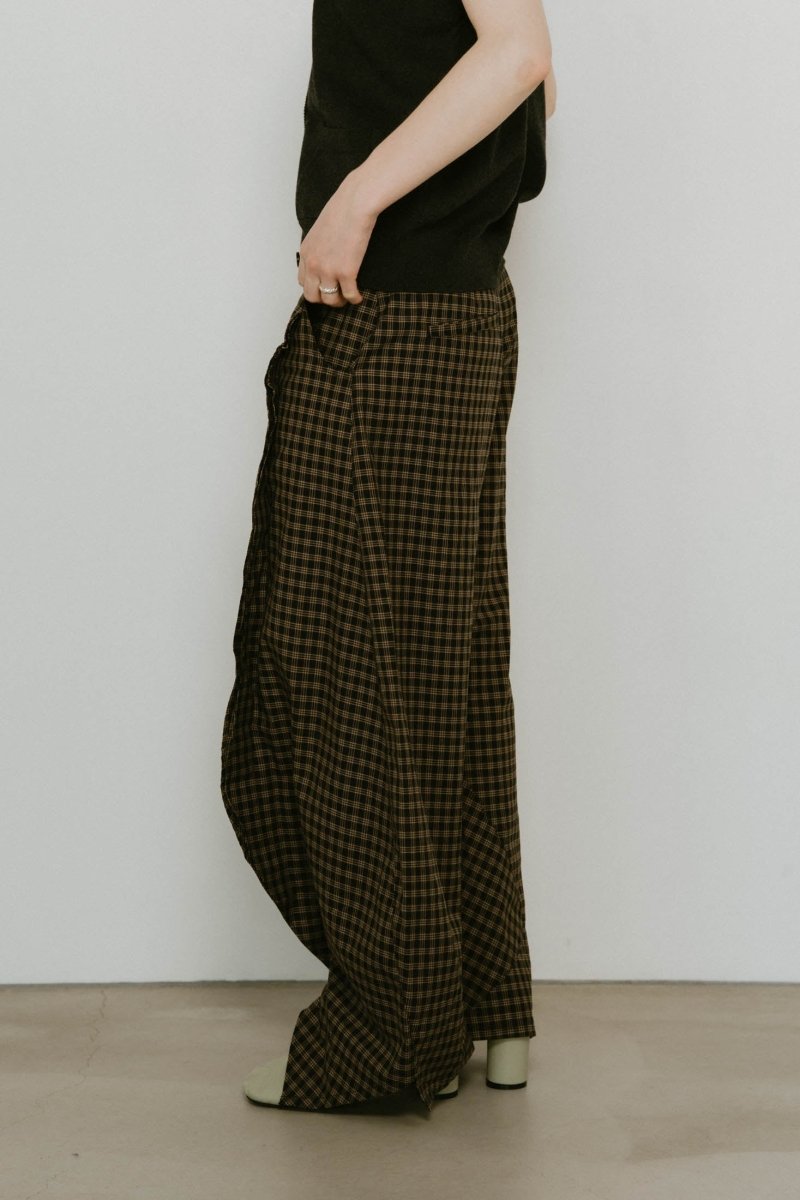 slit deformed pants(unisex)/checkblack - KNUTH MARF