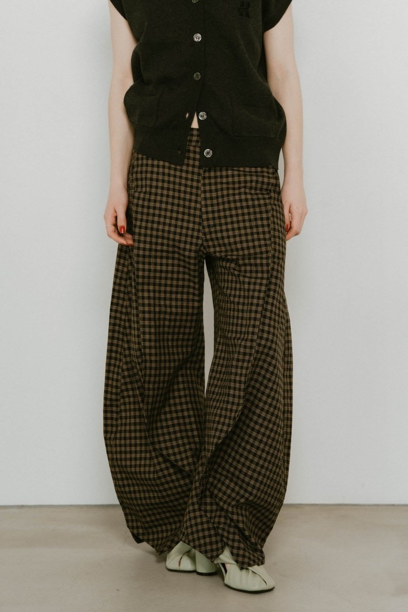 slit deformed pants(unisex)/checkblack - KNUTH MARF