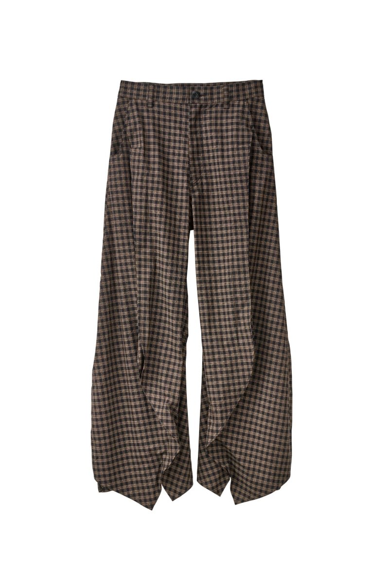 slit deformed pants(unisex)/checkblack(FUK) - KNUTH MARF