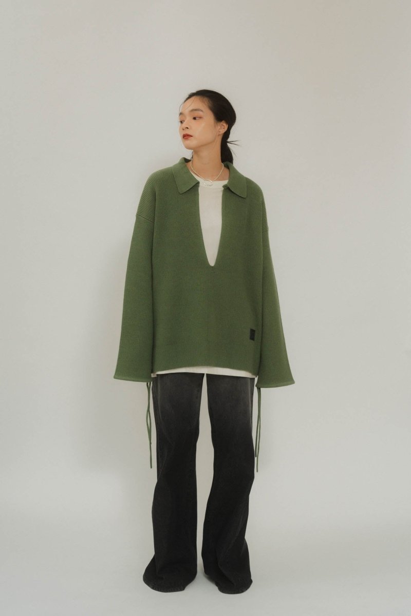 slit neck loose knit (unisex)/3color - KNUTH MARF
