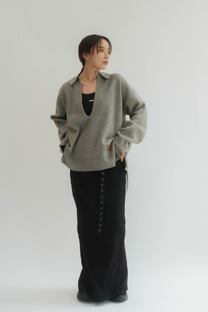 slit neck loose knit (unisex)/3color - KNUTH MARF