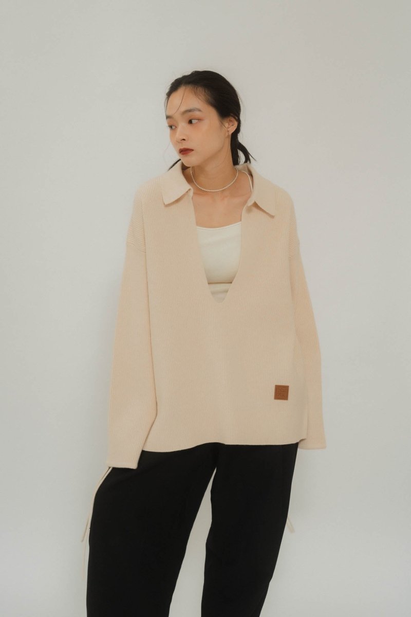 slit neck loose knit (unisex)/3color - KNUTH MARF