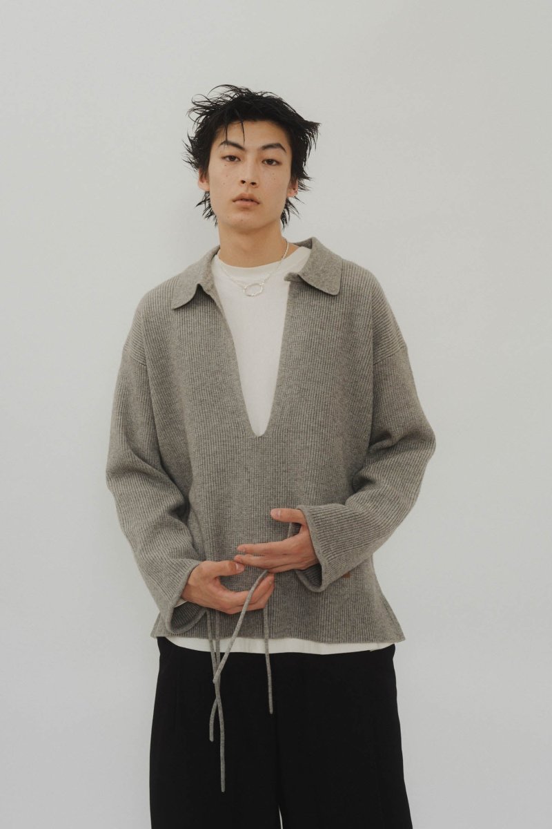 slit neck loose knit (unisex)/3color - KNUTH MARF
