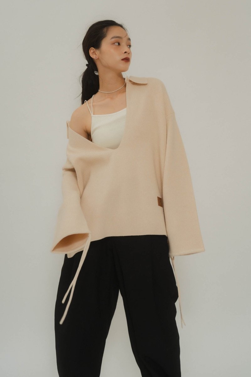 slit neck loose knit (unisex)/3color - KNUTH MARF