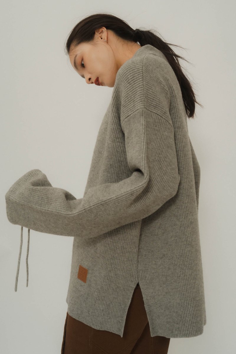 slit neck loose knit (unisex)/3color - KNUTH MARF