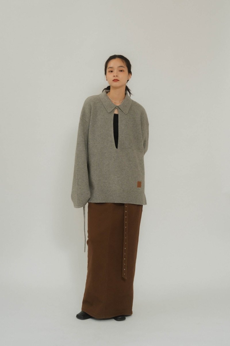 slit neck loose knit (unisex)/3color - KNUTH MARF