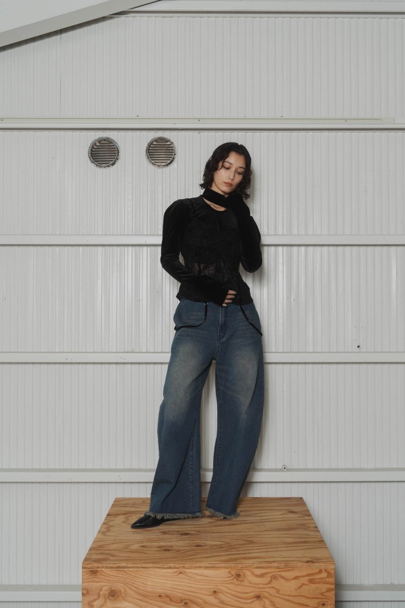 spaghetti denim pants - KNUTH MARF