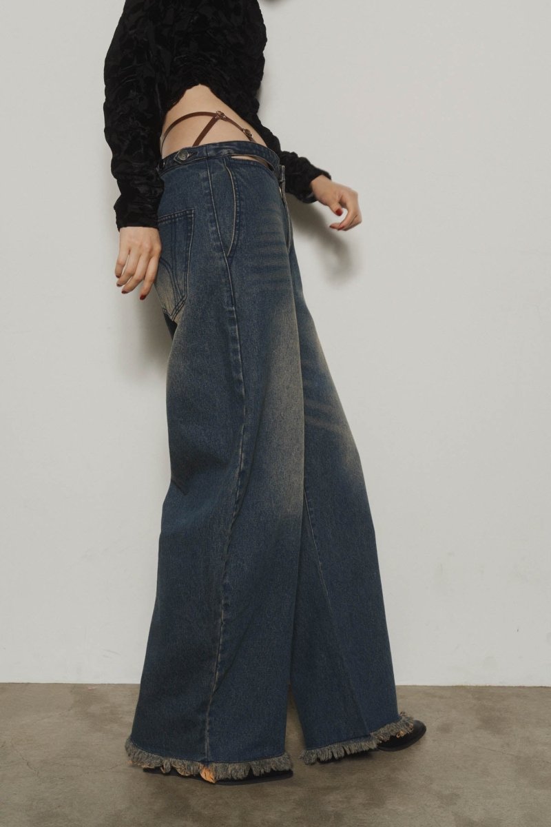 spaghetti denim pants - KNUTH MARF