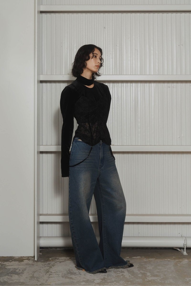 spaghetti denim pants - KNUTH MARF