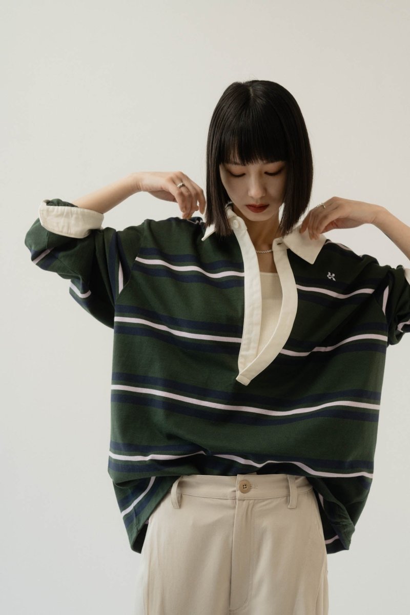 spring rugger shirt(unisex)/green - KNUTH MARF