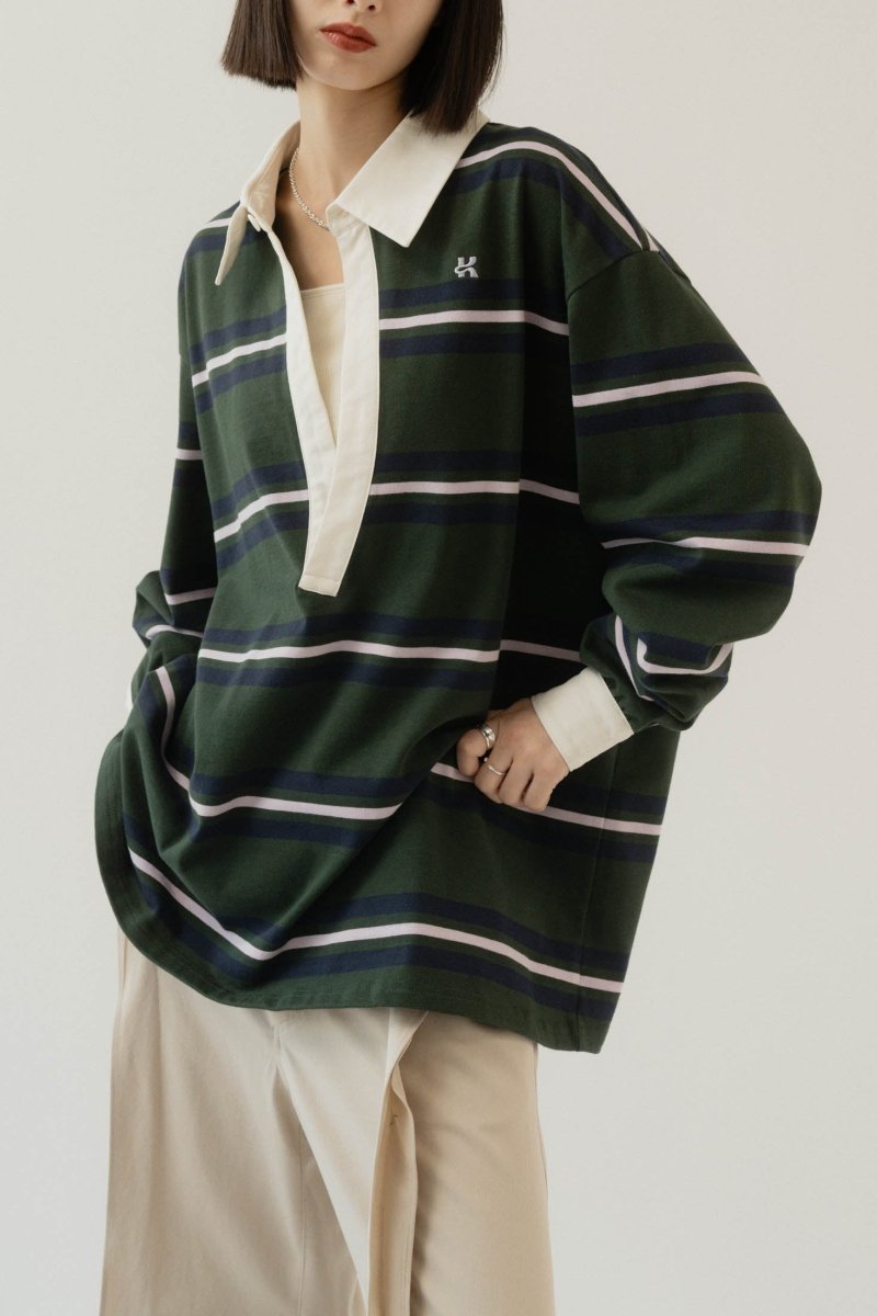 spring rugger shirt(unisex)/green - KNUTH MARF