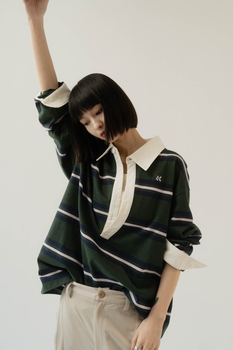 spring rugger shirt(unisex)/green - KNUTH MARF