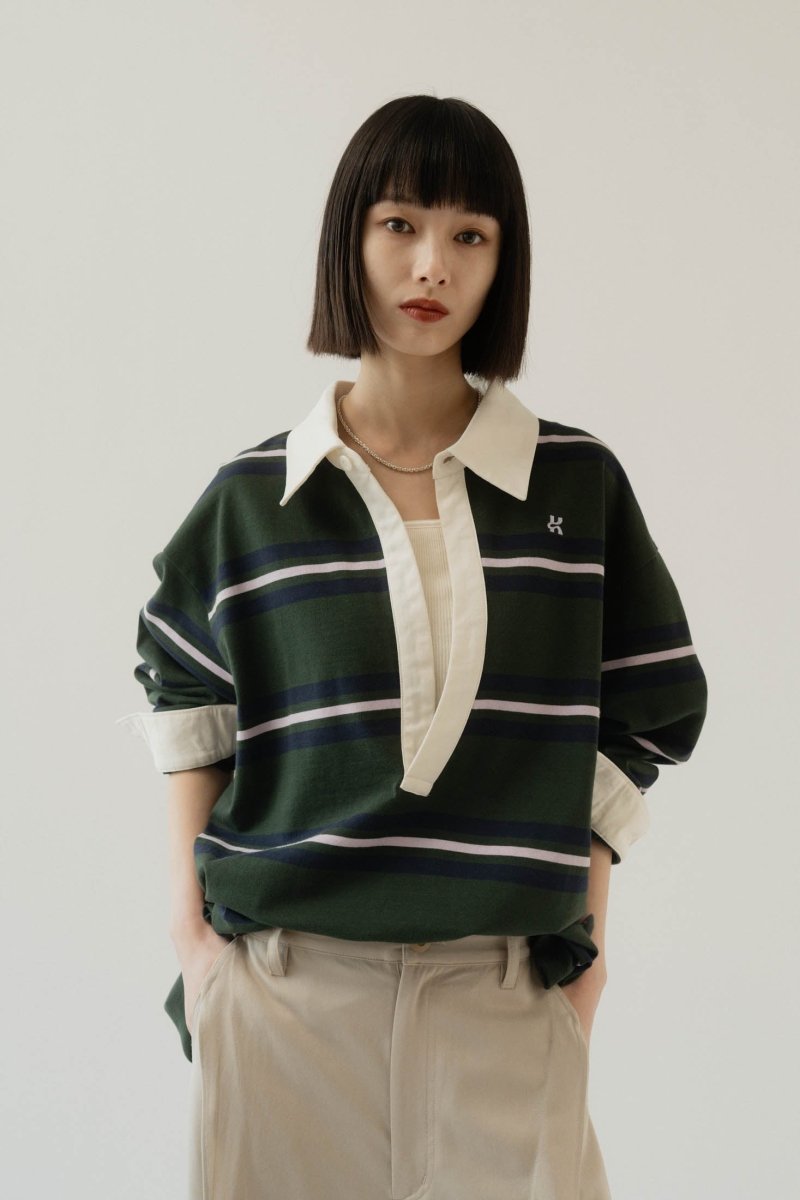 spring rugger shirt(unisex)/green - KNUTH MARF