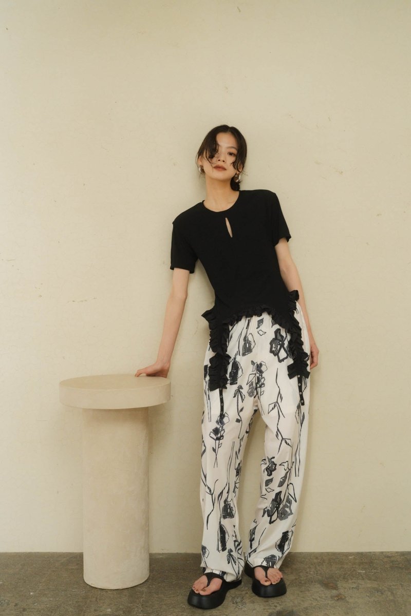 stripe flower pants(unisex)/2color - KNUTH MARF