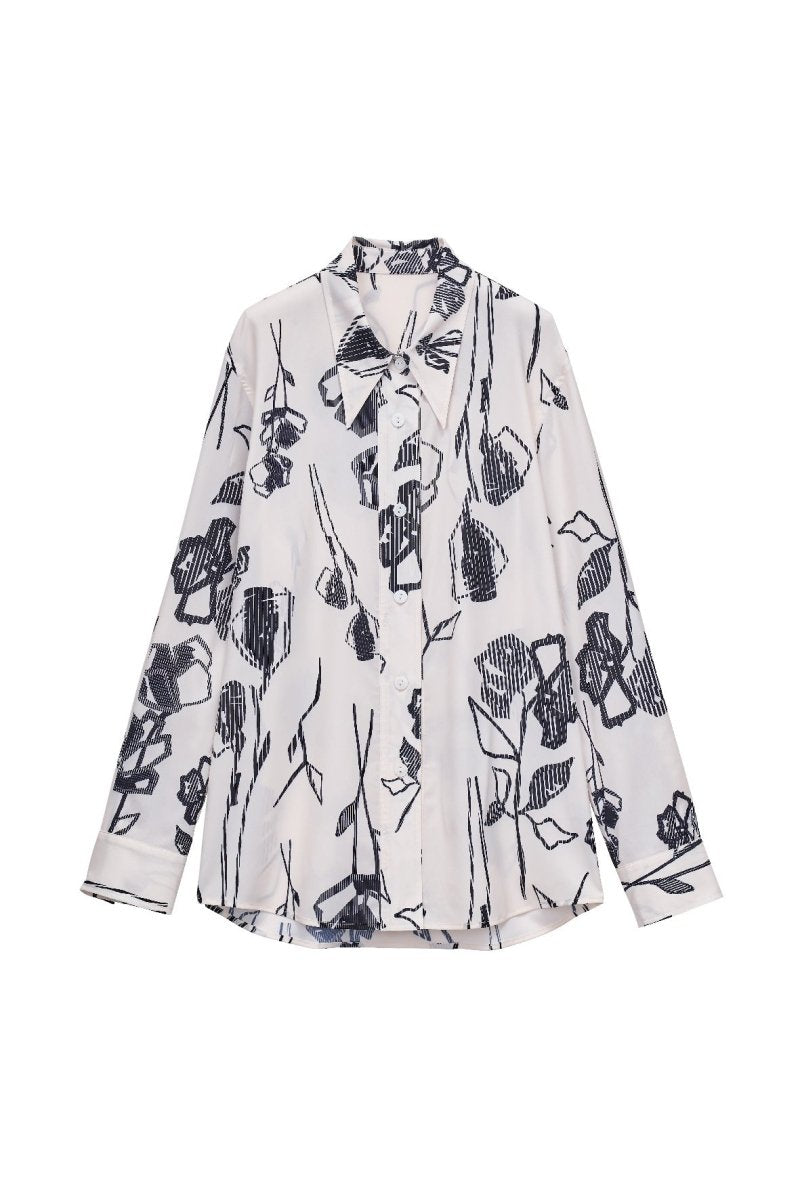 stripe flower shirt/2color - KNUTH MARF
