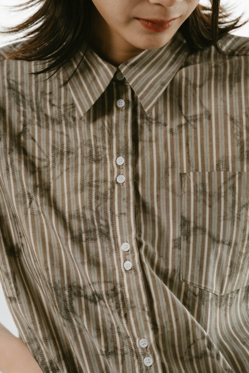 stripe label nosleeve shirt/4color - KNUTH MARF