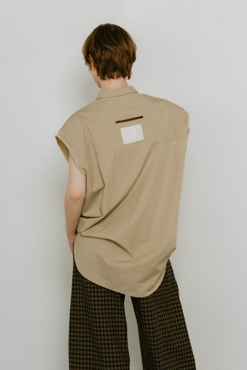 stripe label nosleeve shirt/4color - KNUTH MARF