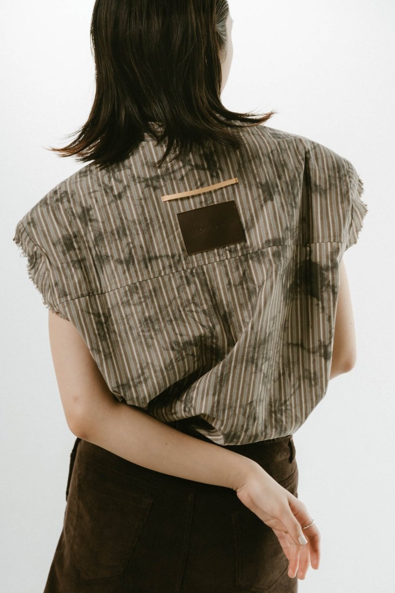 stripe label nosleeve shirt/4color - KNUTH MARF