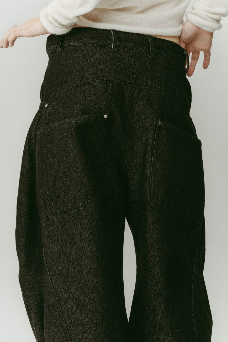 tuck design denim pants/denimblack - KNUTH MARF