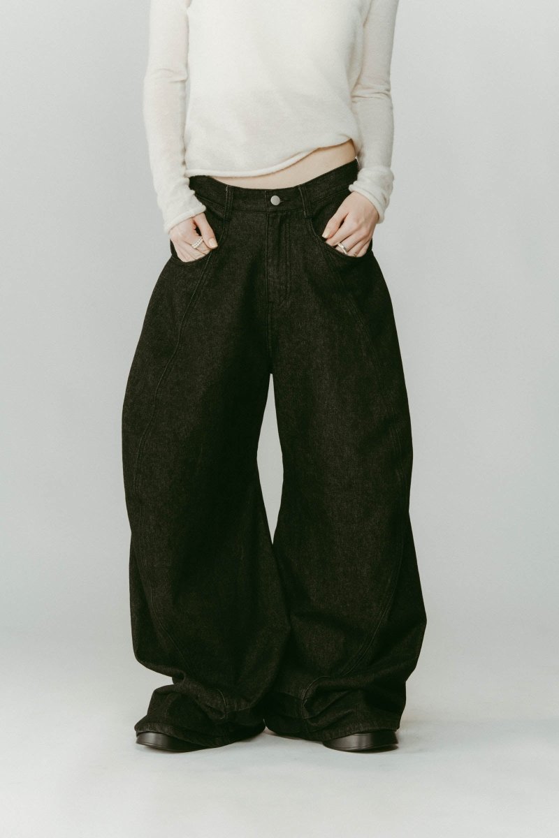 tuck design denim pants/denimblack - KNUTH MARF