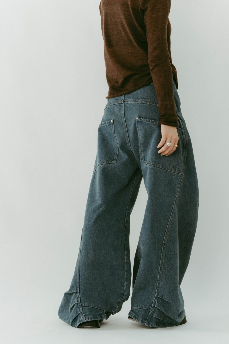 tuck design denim pants/denimblue - KNUTH MARF