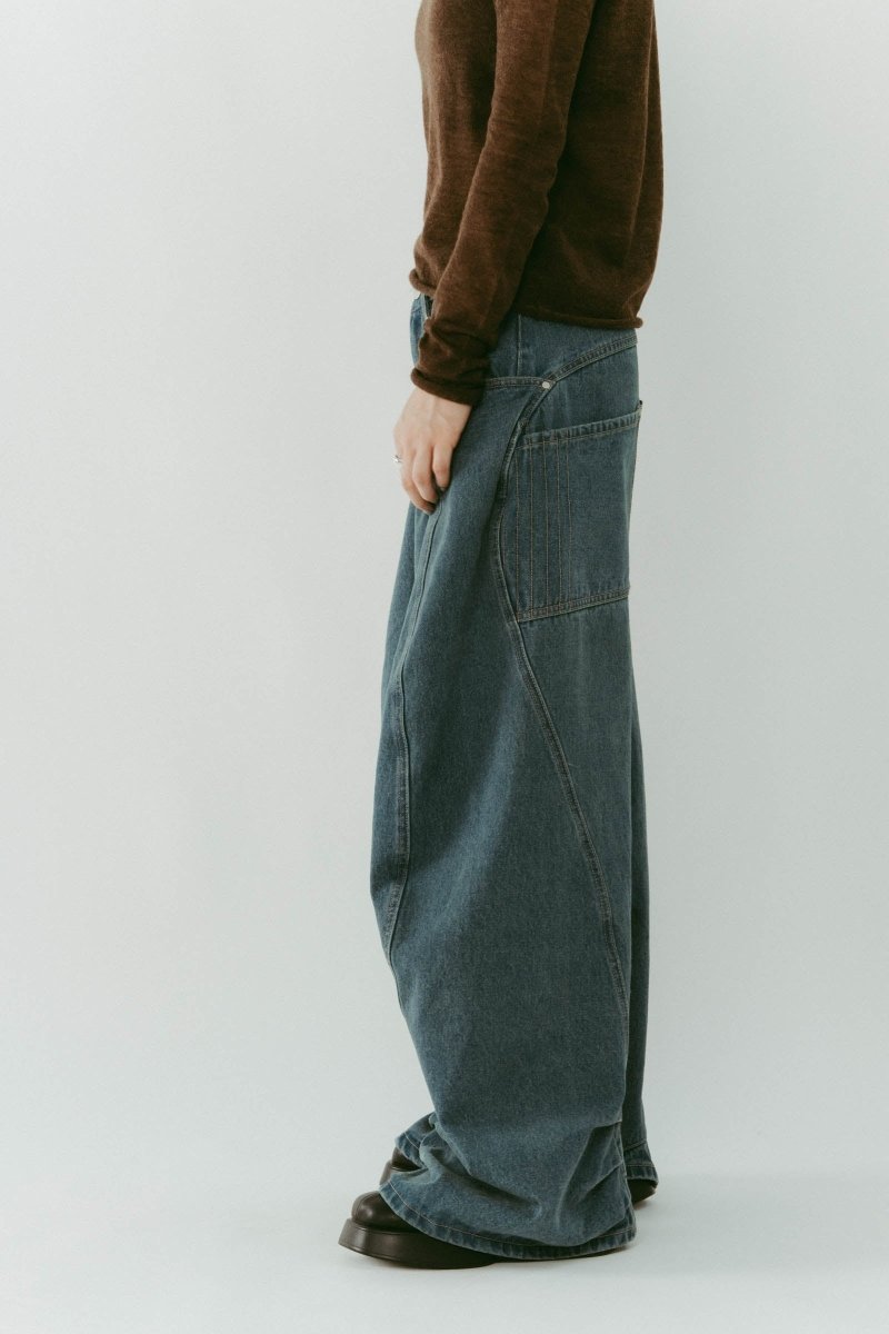 tuck design denim pants/denimblue - KNUTH MARF