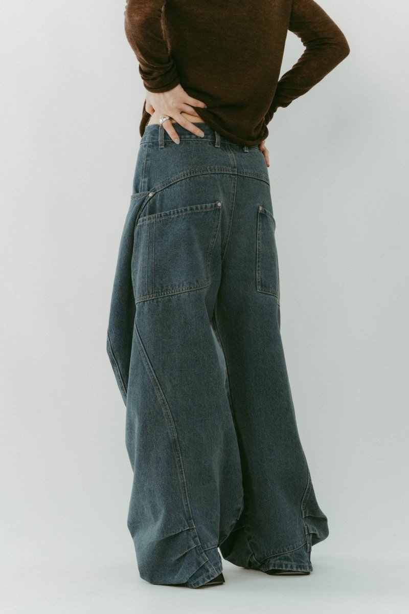 tuck design denim pants/denimblue - KNUTH MARF