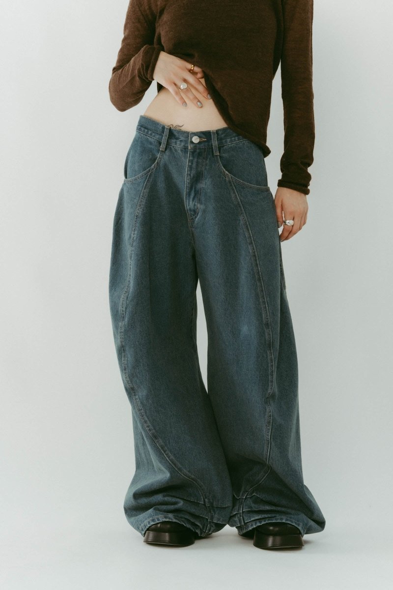 tuck design denim pants/denimblue - KNUTH MARF