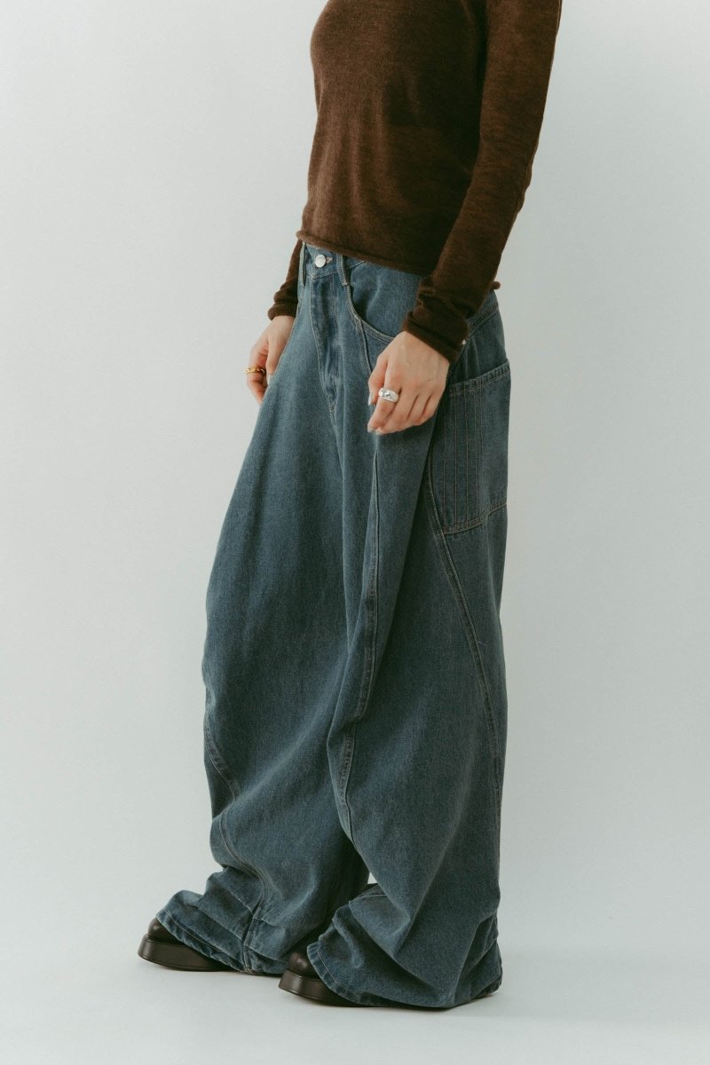 tuck design denim pants/denimblue - KNUTH MARF