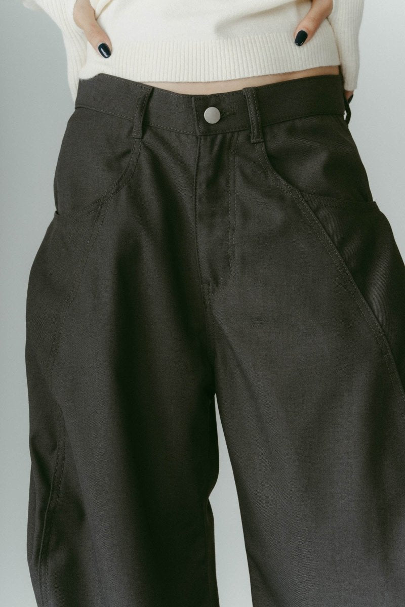 tuck design denim pants/gray - KNUTH MARF