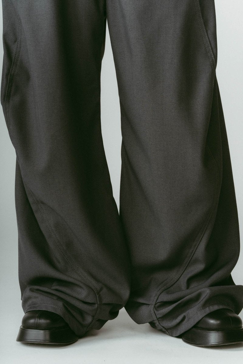 tuck design denim pants/gray - KNUTH MARF