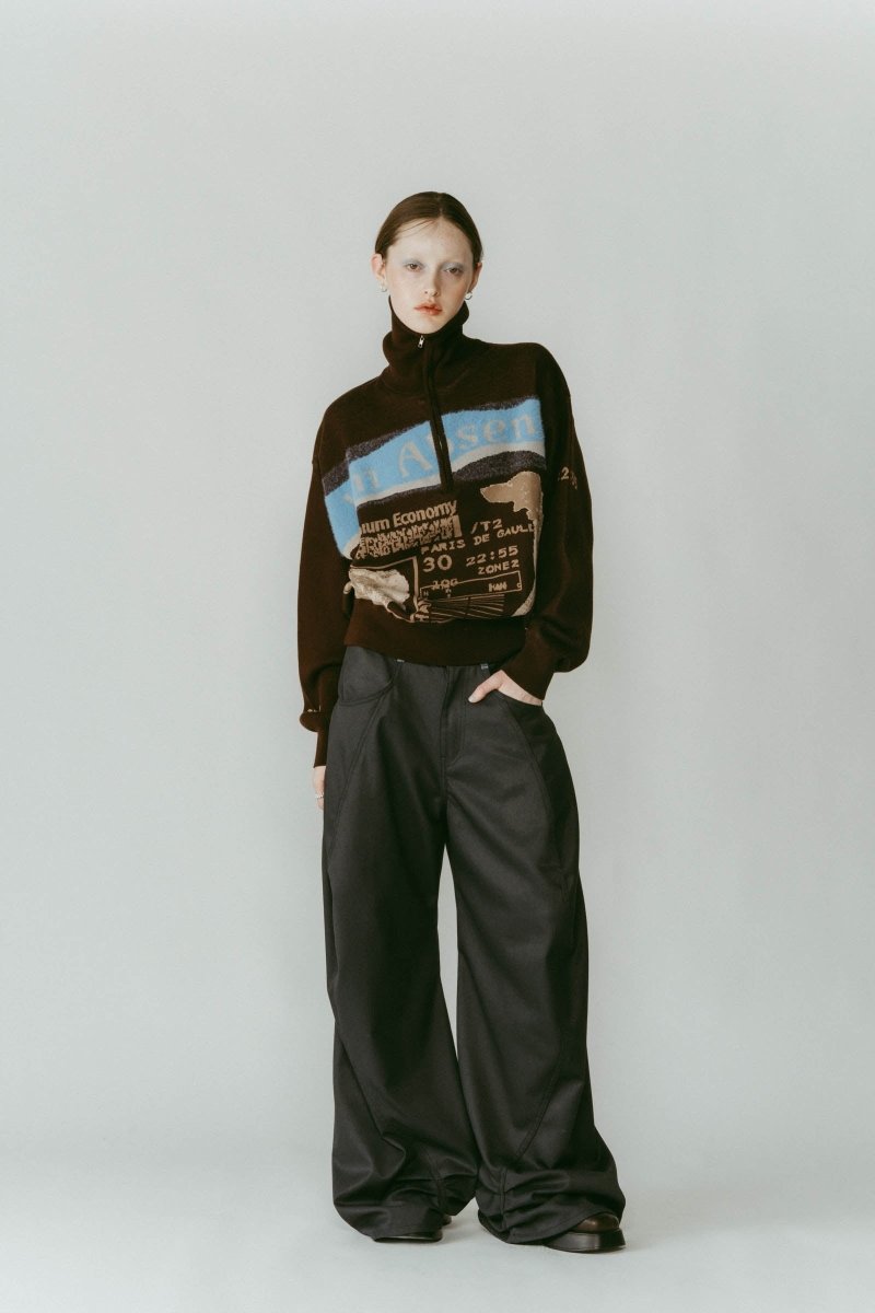 tuck design denim pants/gray - KNUTH MARF