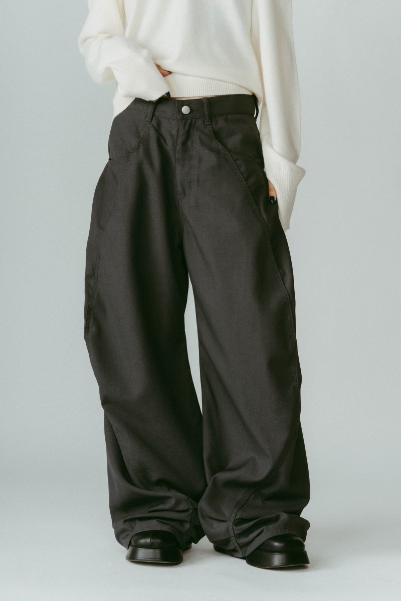 tuck design denim pants/gray - KNUTH MARF