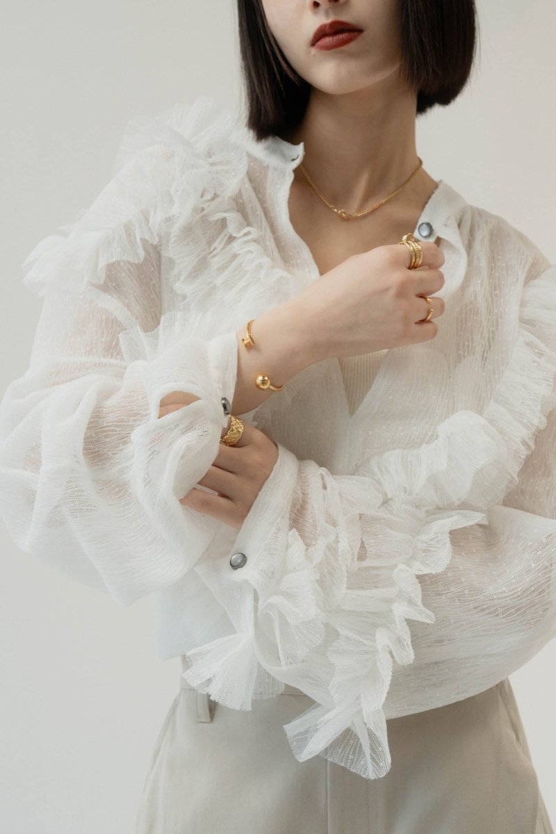 tulle design blouse/white - KNUTH MARF