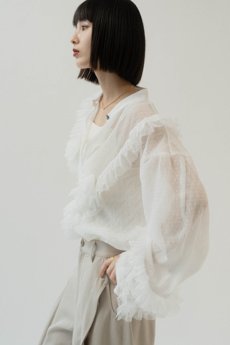tulle design blouse/white - KNUTH MARF
