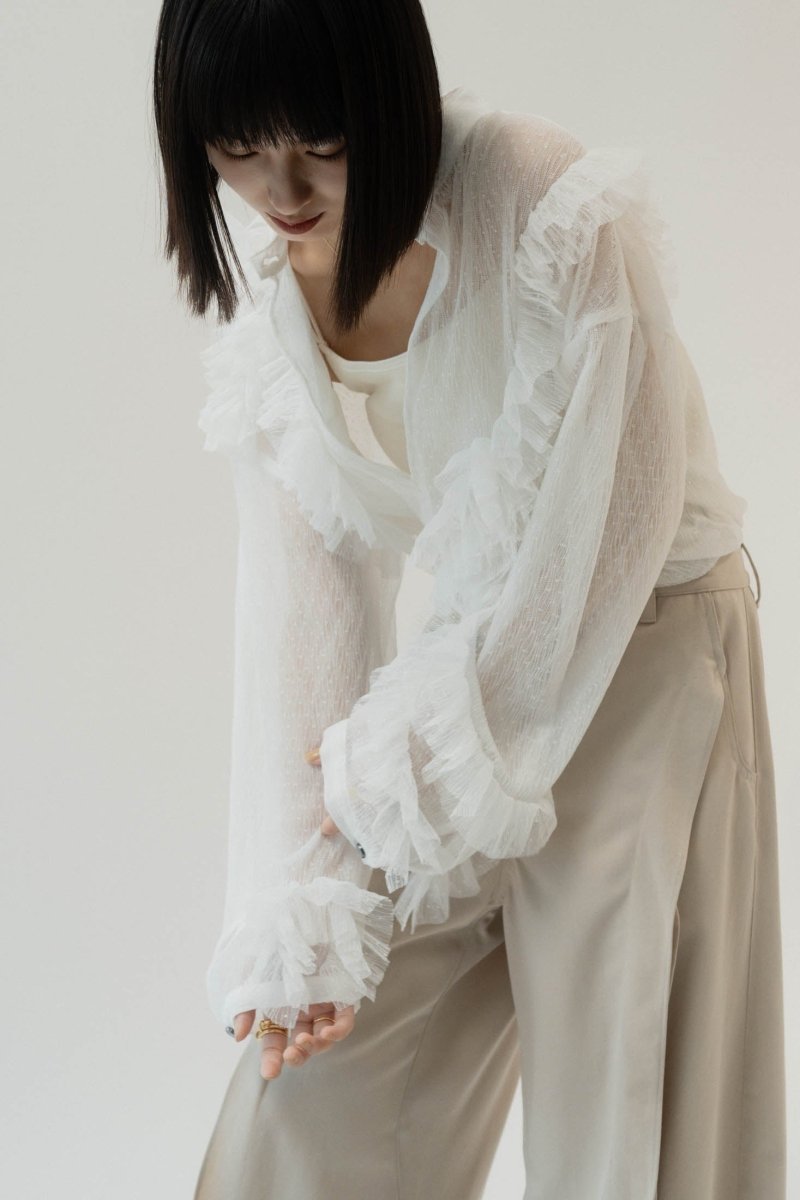 tulle design blouse/white - KNUTH MARF