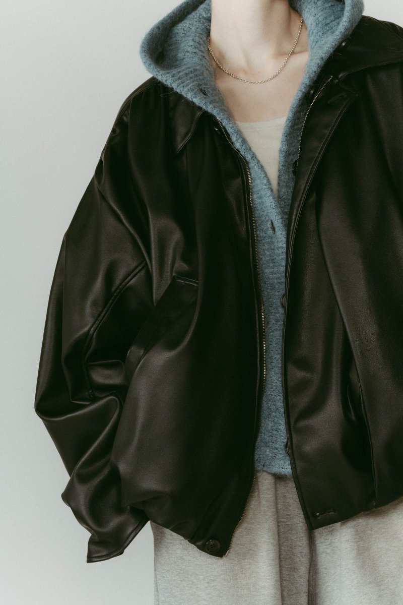 voluminous leather jacket(unisex)/black - KNUTH MARF