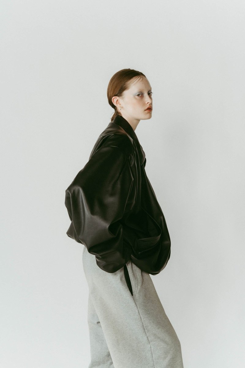 voluminous leather jacket(unisex)/black - KNUTH MARF
