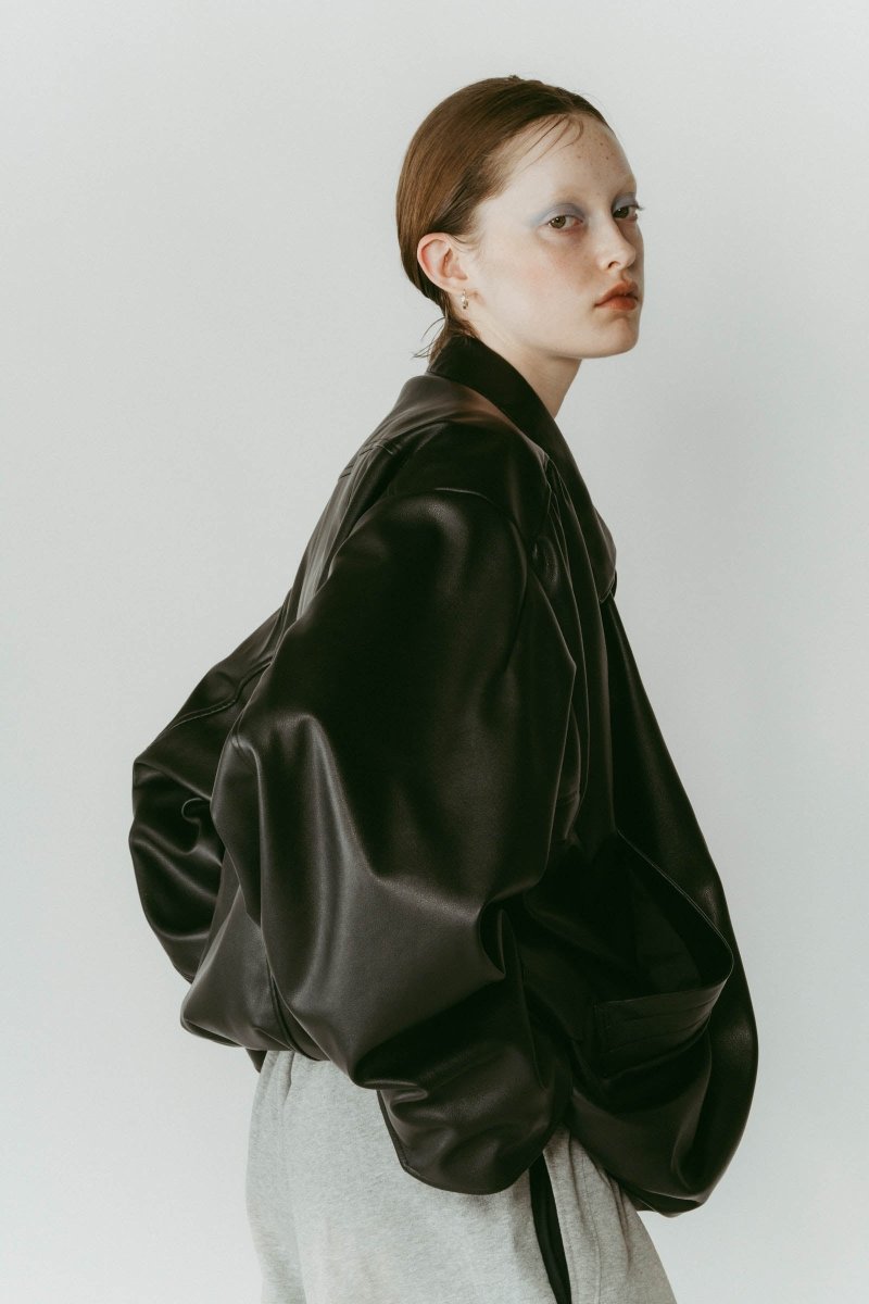 voluminous leather jacket(unisex)/black - KNUTH MARF